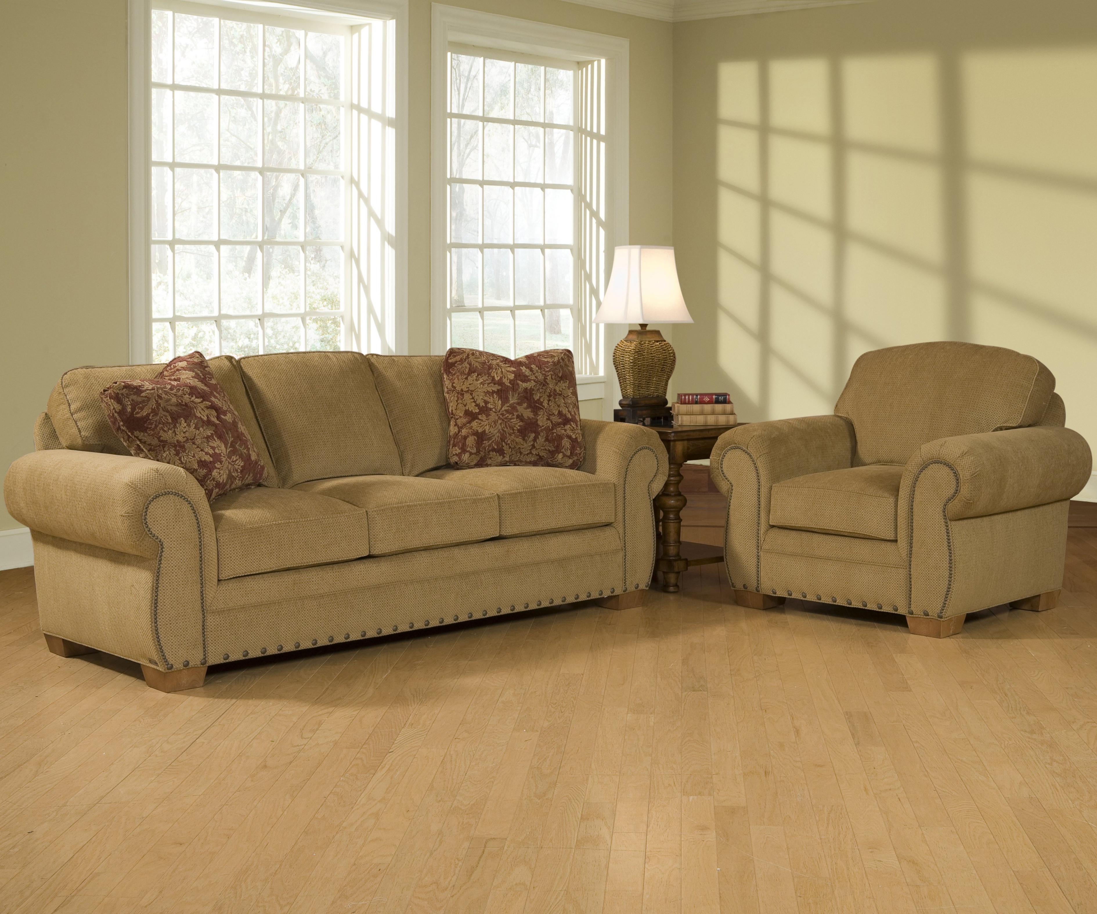 Broyhill Furniture Cambridge Casual Style Sofa with Nail Head Trim Find Your Furniture Sofas